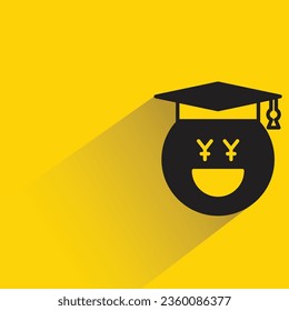 cute student emoji with shadow on yellow background