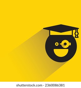 cute student emoji with shadow on yellow background