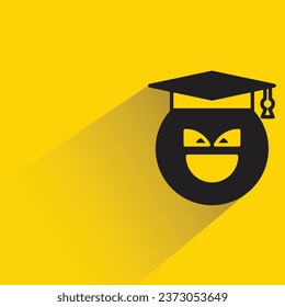 emoji estudiantil lindo con sombra en el fondo amarillo