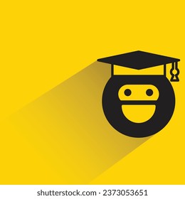 cute student emoji with shadow on yellow background
