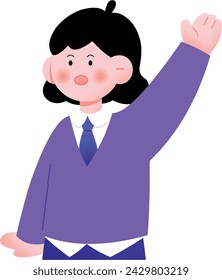A cute student flat illustration
