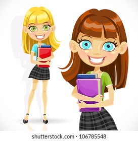 Cute student girl with books