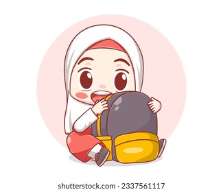 Cute student girl cartoon illustration