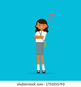 Cute Student Girl Characters Design Vector