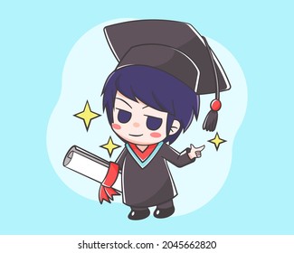 Cute Student Graduation Cartoon Character