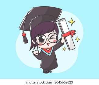 Cute Student Graduation Cartoon Character