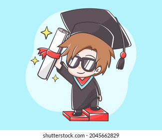 cute student graduation cartoon character