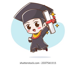 Cute student graduation cartoon character