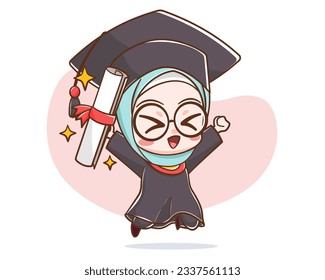 Cute student graduation cartoon character