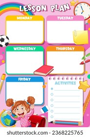 Un lindo plan de clases para estudiantes con decoración de dibujos animados para niños