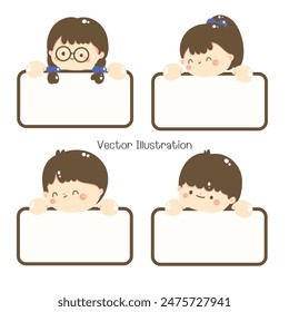 Cute Student name tag, Vector illustration