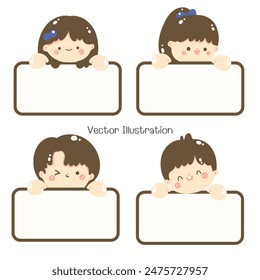 Cute Student name tag, Vector illustration