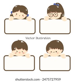 Cute Student name tag, Vector illustration