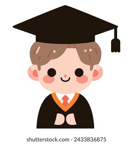 Cute student on graduation day cartoon character illustration