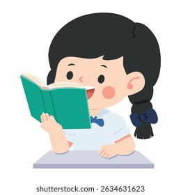 Cute Student Sitting and Reading student