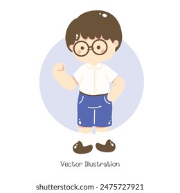 Cute Student in uniform, Vector illustration