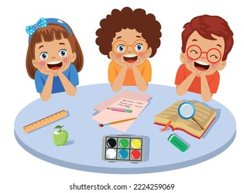 cute students around round table