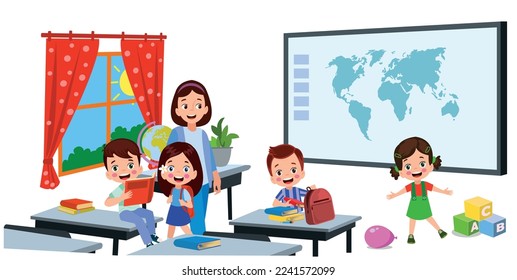 cute students in class at school