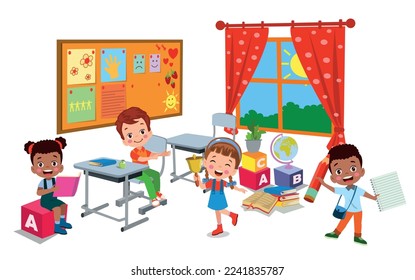 cute students in class at school
