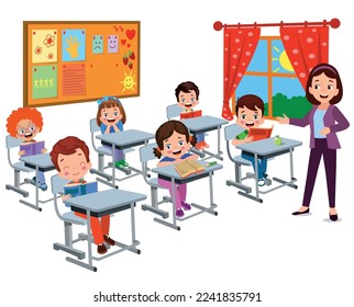 cute students in class at school