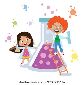 cute students experimenting in lab