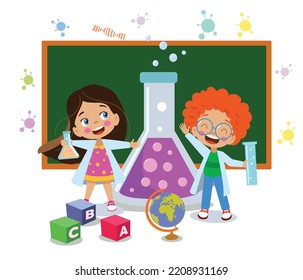 süße Studenten, die im Labor experimentieren