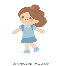 cute students going to school with backpacks. kids going to elementary or middle school. brown hair girl wear blue costume go to Kindergarten School children.vector illustration handdraw. 