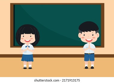 Estudiantes educados saludan en clase