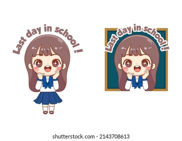 Cute students with happy face because it's the last day of school