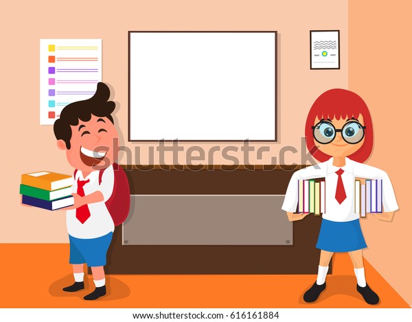 Cute Students Notebooks Classroom Background Back Stock Vector Royalty Free