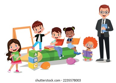 süße Schüler und Lehrer im Klassenzimmer