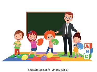 estudiantes lindos y profesor en el aula