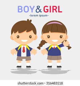 Cute students wearing school uniform