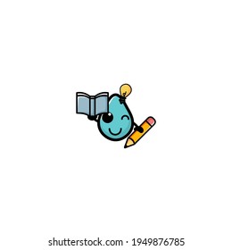 Cute Study Water Cartoon Charakter Vektorgrafik Design. Umriss, Cute, Funny Style. Für Kinder, die buchen, buchen und andere.