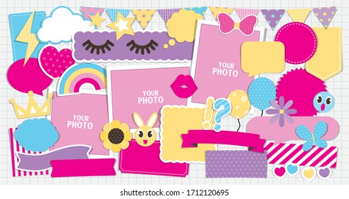 Cute stuff vector set for scrapbook or diary.