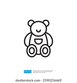 Cute Stuffed Animal Illustration In Simple Line Art Style With Whimsical Expression