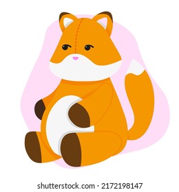 Cute stuffed fox. Vector illustration in a flat style. Plush toy fox