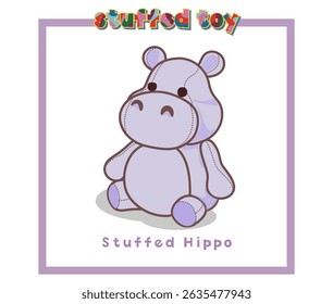 A cute stuffed hippo sitting upright
