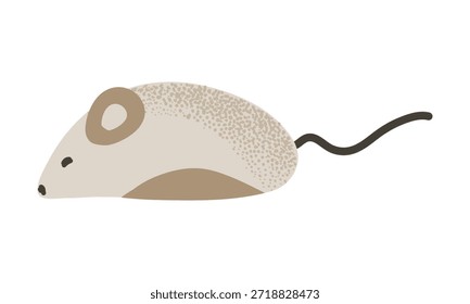 Cute stuffed mouse toy for cats and kittens. Perfect for pet shop branding, feline care blogs, and veterinary web design. Playful animal accessory in modern flat style. Vector illustration