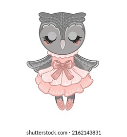 Cute stuffed owl toy. Hand drawn vector illustration 