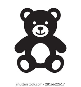 Cute stuffed teddy bear toy icon vector graphic with childhood silhouette innocence creature character