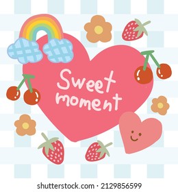 cute stuffs on sweet background