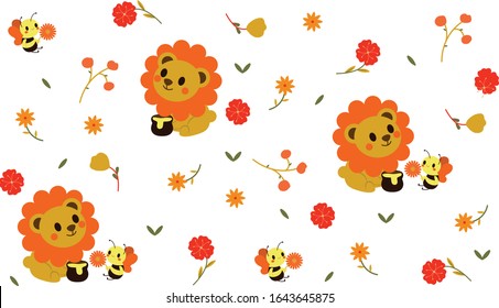 Cute style bee and bear cartoon vector