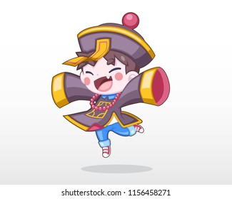 Cute Style Child in Halloween Day Costume [Chinese Zombie] Illustration