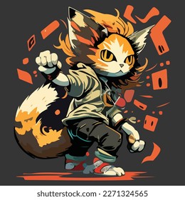 estilo lindo estilo fresco gato vector ilustración