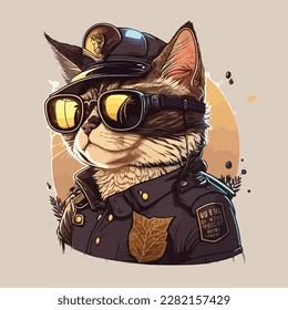 cute style cool cat vector illustration art