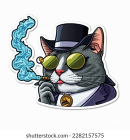 cute style cool cat vector illustration art

