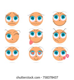 Cute style emoji emoticons icon set