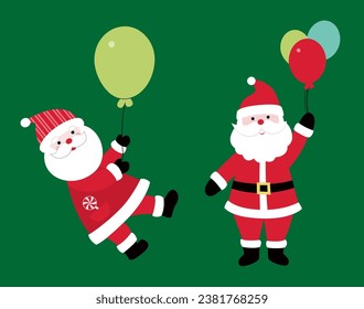 Cute style flat Santa Claus set