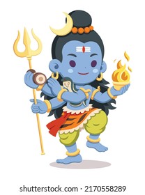 Cute style Hindu god Lord Shiva cartoon illustration